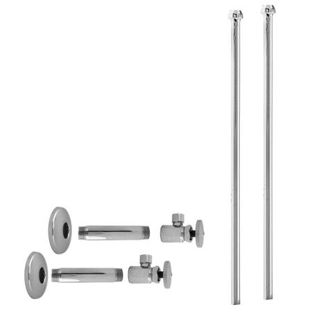 WESTBRASS Faucet Kit, 1/2" IPS x 3/8" OD x 20" Bullnose in Polished Chrome D103KBN-26
